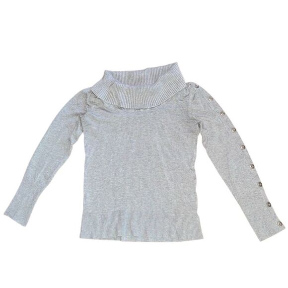 White House Black Market Womens Cowl Neck Sweater w/ Button Sleeve Detail Medium - Picture 3 of 7